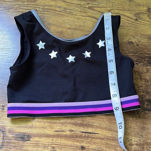 5 for $20 More Than Magic Silver Stars Black Gymnastics/Dance Crop Top - Picture 5 of 7